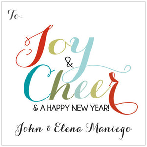 Joy and Cheer Calligraphy Holiday GIft Tag