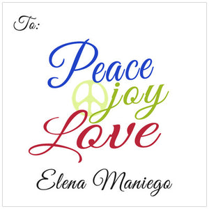 Peace Joy Love Holiday GIft Tag