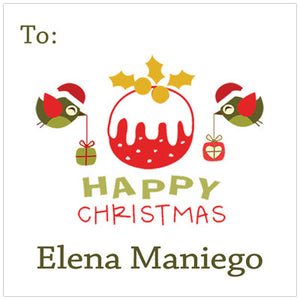 Happy Christmas Birds Holiday GIft Tag