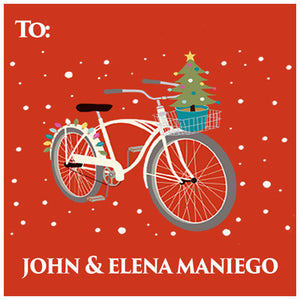 Red Christmas Bike Holiday GIft Tag
