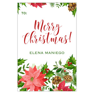 Christmas Flower Holiday Gift Tag
