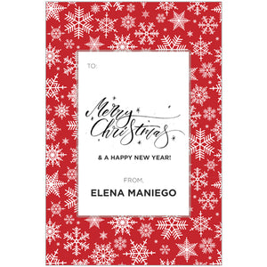 Bright Red Snowflakes Christmas Holiday Gift Tag