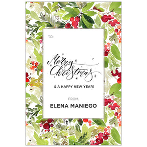 Flowery Christmas Holiday Gift Tag