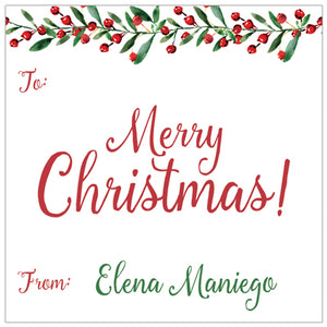 Single Christmas Holly Holiday Gift Tag