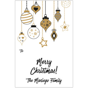 Gold Christmas Ornaments Holiday Gift Tag