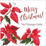 Beautiful Christmas Poinsettia Holiday Gift Tag