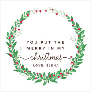 Merry Holly Christmas Holiday Gift Tag