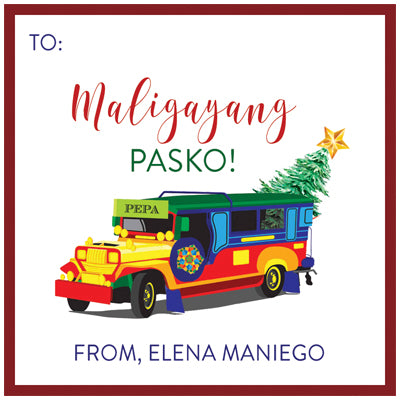 Jeepney Pasko Holiday Gift Tag