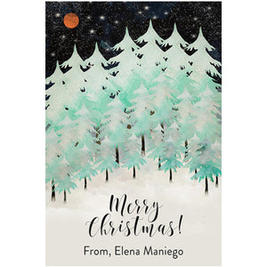 Midnight Trees Christmas Holiday Gift Tag