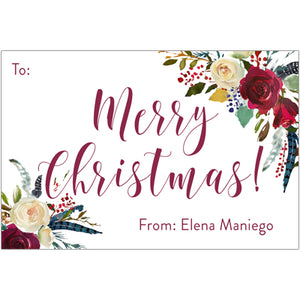 Christmas Velvet Flowers Holiday Gift Tag