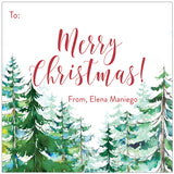 Watercolor Forest Christmas Holiday Gift Tag