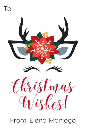Sweet Reindeer Christmas Holiday Gift Tag