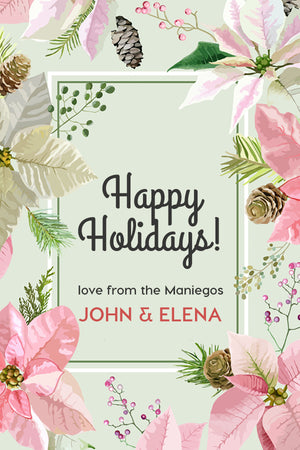 Mint Flowers Christmas Holiday Gift Tag