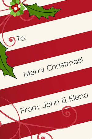 Red Stripes Christmas Holiday Gift Tag