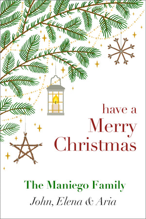 Tree Lanterns Christmas Holiday Gift Tag