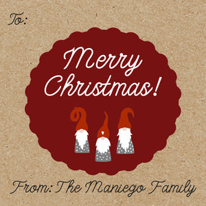 Santa Gnomes Christmas Holiday Gift Tag