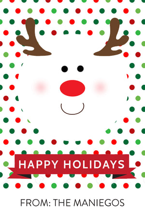 Cutesy Reindeer Christmas Holiday Gift Tag