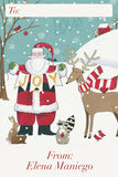 Funny Santa and Reindeer Christmas Holiday Gift Tag