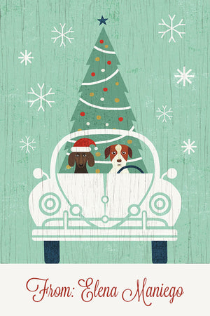 Driving Dogs Christmas Holiday Gift Tag