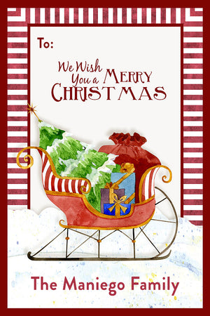 Sleigh with gifts Christmas Holiday Gift Tag