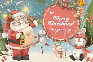 Santa and Friends Christmas Holiday Gift Tag