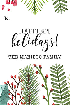 Green Holly Christmas Gift Tag