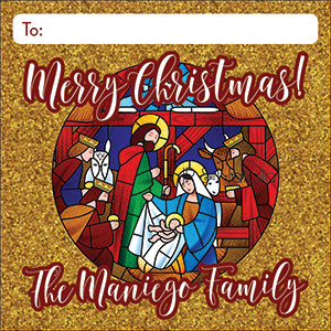 Golden Nativity Christmas Gift Tag