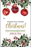 Ornaments and Holly Christmas Gift Tag