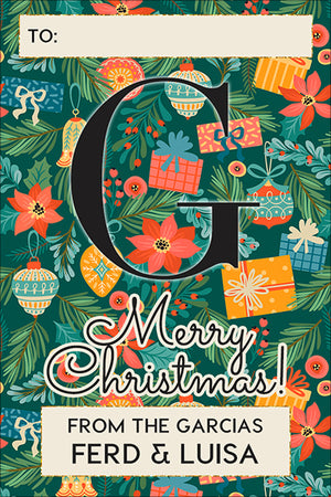 Christmasy Monogram Christmas Gift Tag