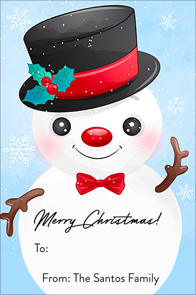 Bright Eyed Snowman Christmas Gift Tag