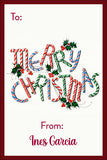 Merry Candy Cane Christmas Gift Tag