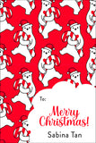 Polar Bear Hugging Candy Cane Christmas Gift Tag