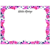 Pink Floral Personalized Boxed Note Cards