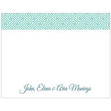 Aqua Patterned Personalized Boxed Note Cards