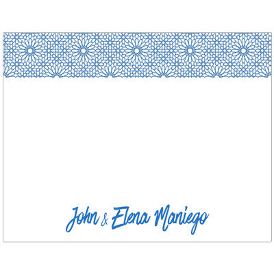 Blue Floral Personalized Boxed Note Cards
