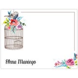 Flowery Bird Cage Themed Boxed Note Cards