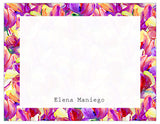 Fuschia Tulips Bordered Personalized Note Cards