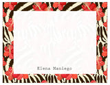 Zebra Flower Border Note Card Set