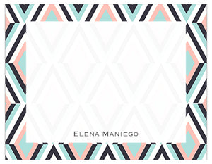 Mexican Stripe Bordered Personalized Note Cards