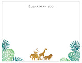 Gold Tropical Safari Personalized Note Cards