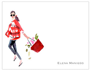 Lady in Red Personalized Note Cards