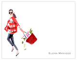 Lady in Red Personalized Note Cards