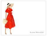 Posh Lady in Red Personalized Note Cards