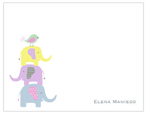 Cutesy Elephants Personalized Note Cards