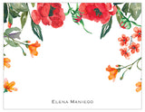 Watercolor Red Flowers Personalized Note Cards