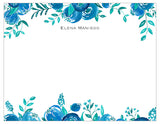 Shades of Blue Floral Personalized Note Cards