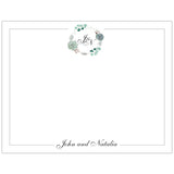 Best Mint Monogram Wreath Personalized Note Cards