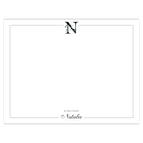 Mint Monogram Leaves Personalized Note Cards
