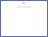 Blue Monogram Mens Personalized Note Cards