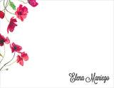 Wispy Red Flowers Personalized Note Cards